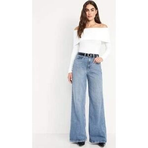Old Navy Extra High-Rise Super Wide Leg Jeans Womens 16 Blue Excellent Drapey